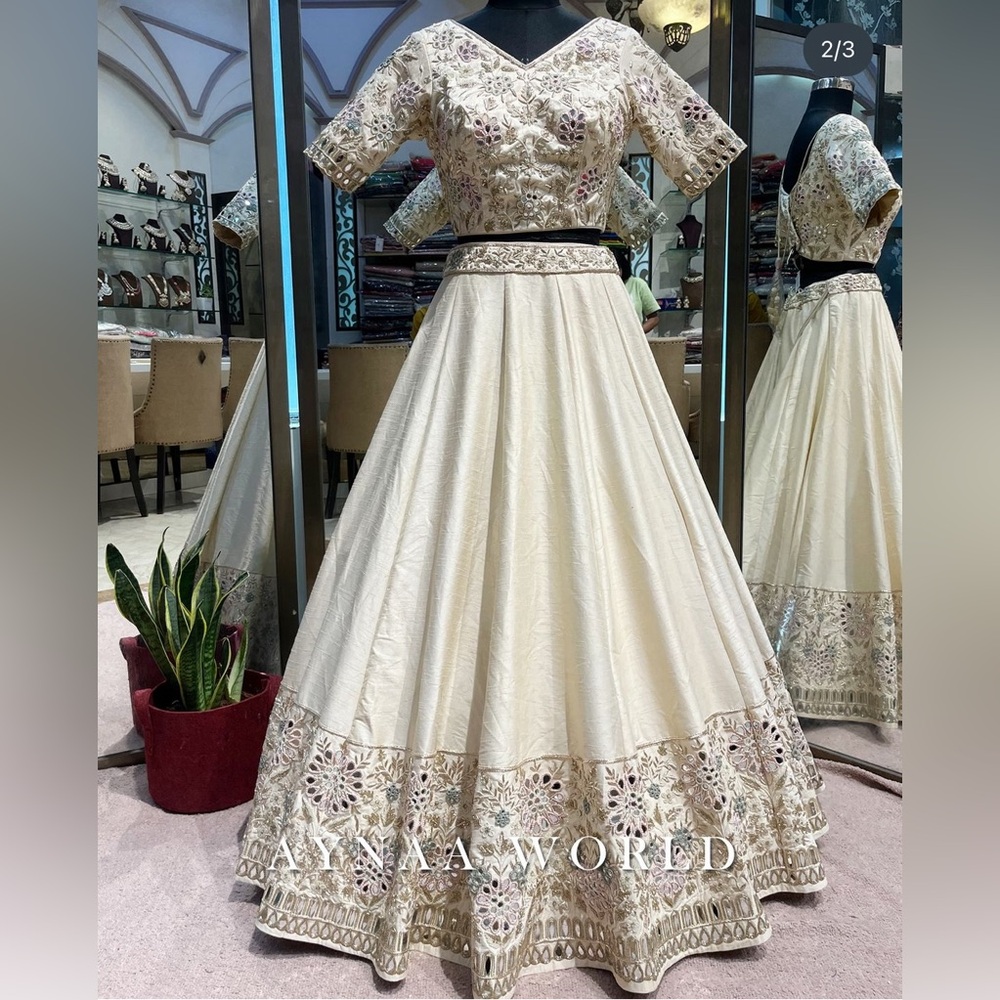 Embroidery Ivory Indian Lehenga Choli / Indian Outfit